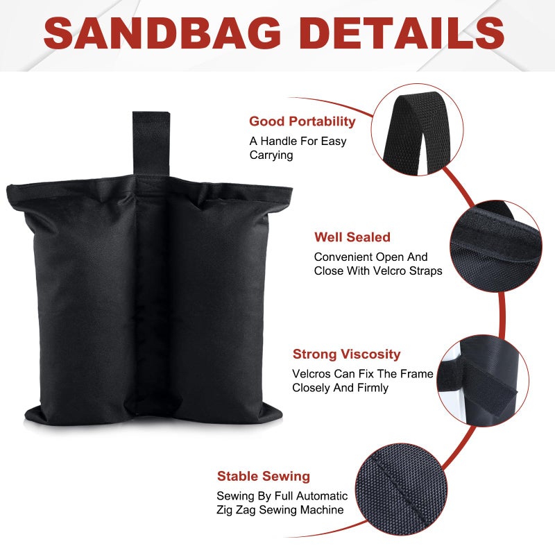 ABCCANOPY Canopy Weights 150 LBS Gazebo Tent Sand Bags,4pcs-Pack (Black) - Image 2